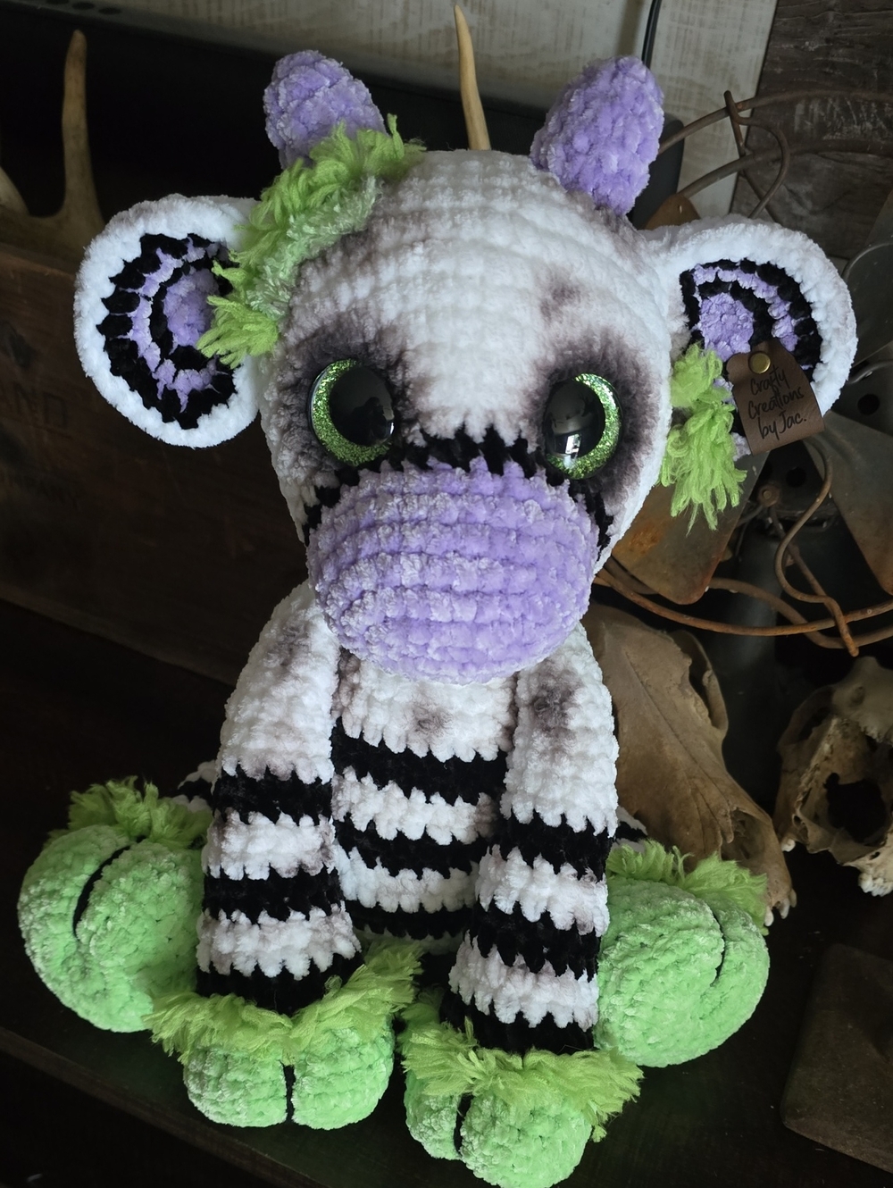 Beetlejuice Themed Crochet Cow